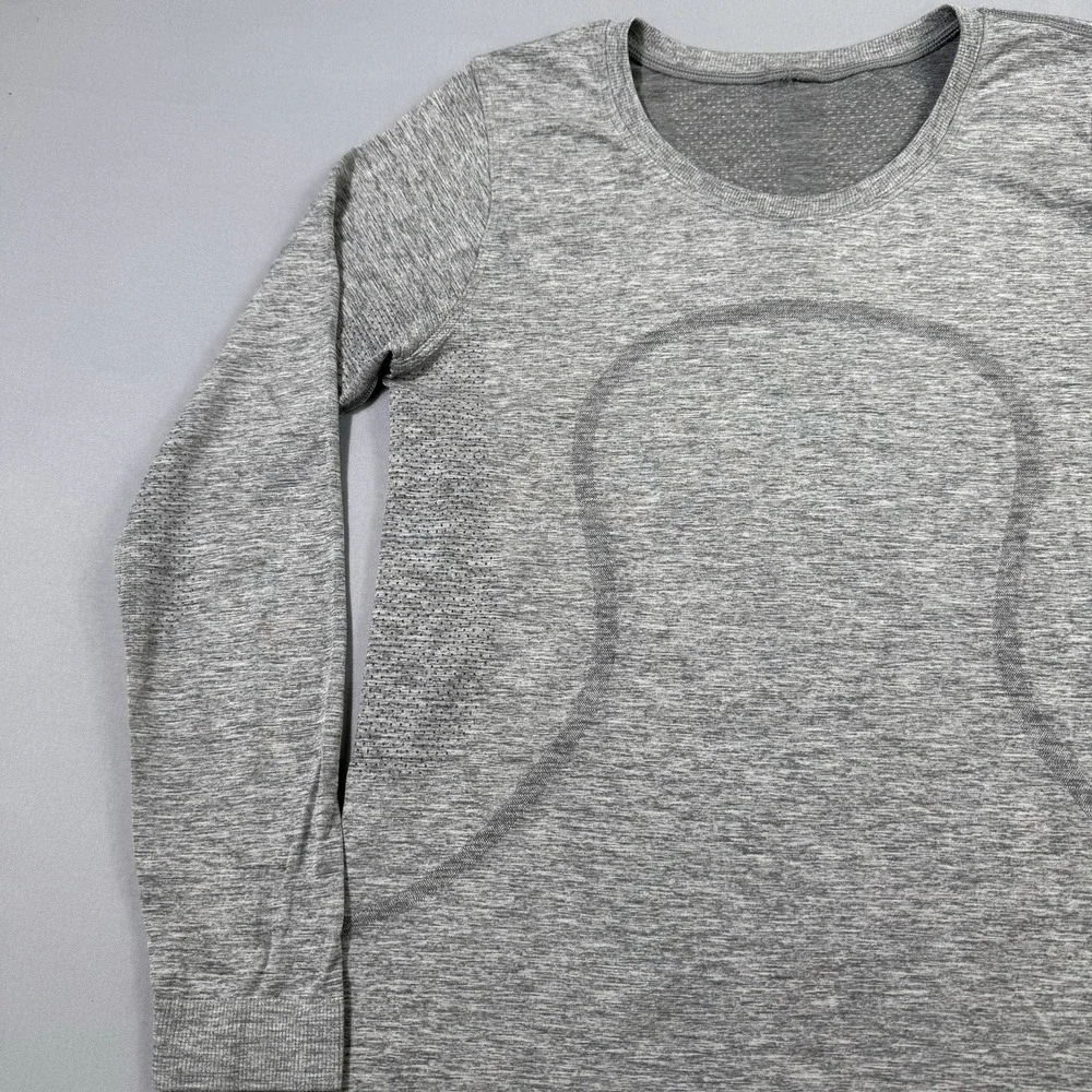 Lululemon Swiftly Tech Long‎ Sleeve Shirt Womens 8 Grey Heather Running Gym Yoga